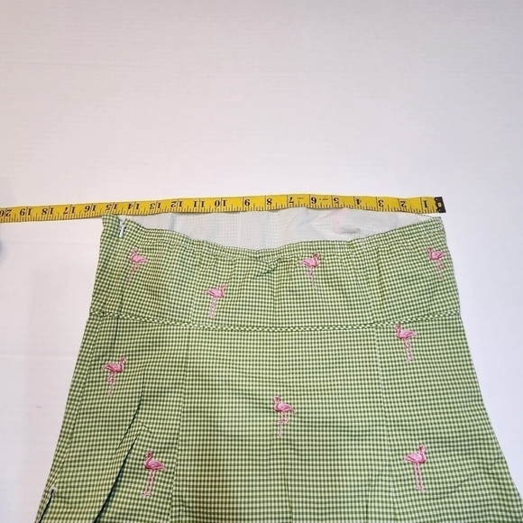 J Crew size 4 bandeau top green gingham pink flamingo embroidery - Picture 8 of 12
